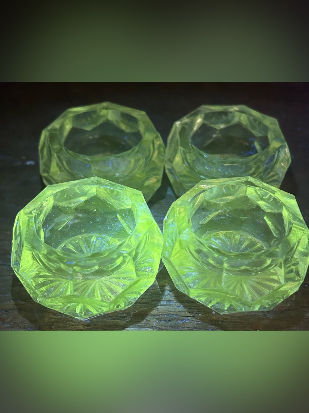 Vintage Manganese Glass Hexagonal Salt Cellars - Set of 4